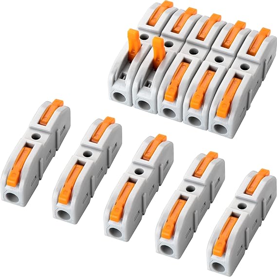 50 Pcs Lever Wire Connectors, 1 Conductor Compact Splicing Wire Connectors for Circuit Inline 24-12 AWG (Orange)