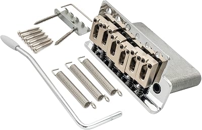 Wilkinson 54mm 2-18 inch Full Block Tremolo Bridge Pop-In Arm 6 Screws for SquierMexico FenderMIJ Strat Guitar, Chrome