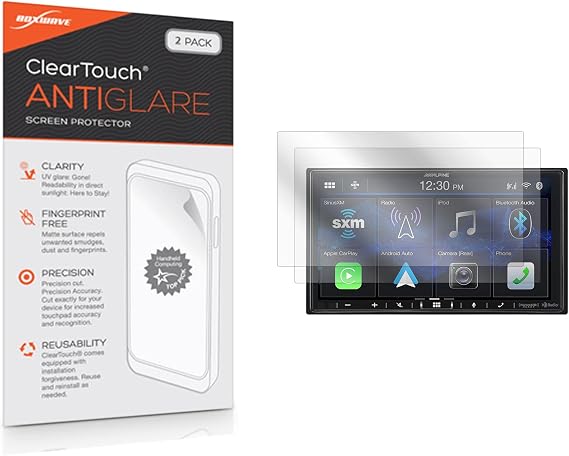 BoxWave Screen Protector Compatible with Alpine iLX-407 - ClearTouch Anti-Glare (2-Pack), Anti-Fingerprint Matte Film Skin