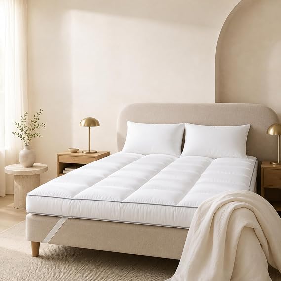 Mattress Topper Single Bed - Extra Thick 4 Inches / 10cm Bounce Back with Elasticated Corner Straps Soft and Breathable, Hypoallergenic Comfy Bed Mattresses Toppers (Single)