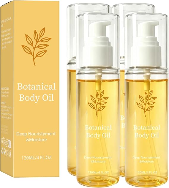 Lifting Body Care Oil, Deep Nourishment, Firm and Tightening Skin, Recover Skin Elasticity, Lasting Hydration, Plant Extracts, For Neck Chest Arms Thighs, 120Ml (4 pcs)