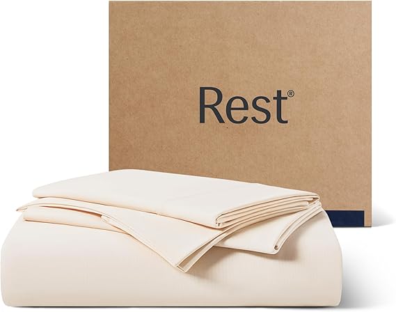 REST Evercool + Cooling Sheet Set for Hot Sleepers, King | Bed Sheets for Night Sweat- QMX>0.44, Ionic+ Self-Cleaning Silver Yarn for Sensitive Skin-2 Pillowcases,1 Fitted Sheet