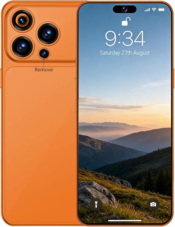 17 Ultra Smartphone Cell Phone,6.99" HD Screen Unlocked Phone,8+256GB Android 15 Battery 7000mAh,Face ID/Dual SIM/5G/Fingerprint Button Unlock/GPS (Orange)