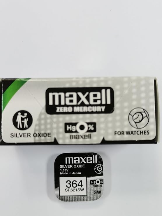 Maxell 364 SR621SW Uhrenknopfzelle Silver oxide 1 pack X 10 Silver oxide 1.55 V Made in Japan