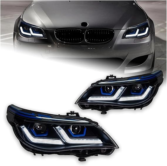 1 Pair Car Styling Head Lamp Compatible For BMW E60 Headlights 2003-2009 523i 530i Angel Eye LED Headlight DRL Hid Bi Xenon Auto Accessories(03-06 Pre-LCI,Lhd)