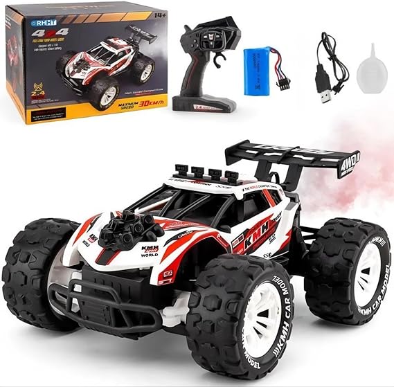 Oyuncak 2.4GHz Uzaktan Kumandalı 4x4 30 Km Hız Yapan Şarjlı Buhar Atan Off-Road Rc Araba (Beyaz)