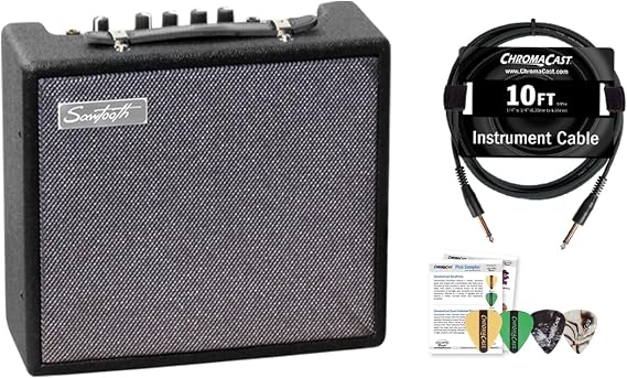Sawtooth 10-Watt Electric Guitar Amp with Instrument Cable & Pick Sampler