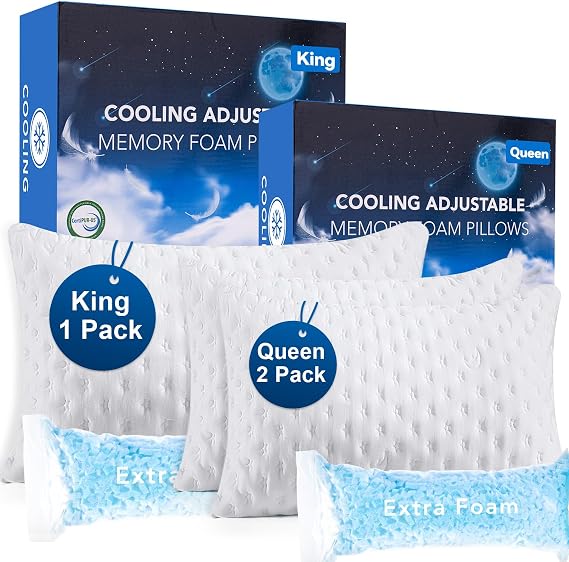 KUCEY 3 Pack Cooling Side Sleeper Pillow for Neck and Shoulder Pain
