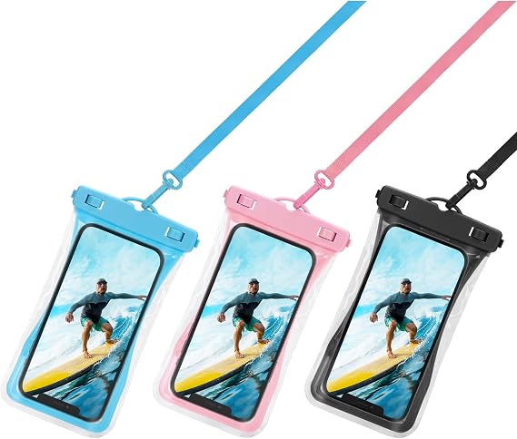 Urbanx Universal Waterproof Phone Pouch Cellphone Dry Bag Case Designed for Xiaomi Redmi 9T for All Other Smartphones Up to 7" - 3 Cases - Mixed Colors