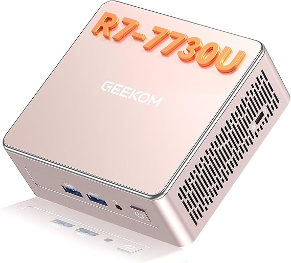 GEEKOM A5 2027 Edition Mini PC, Ryzen 7 7730U, 16GB RAM, 512GB NVMe SSD | Dual HDMI, 4 Display, Wi-Fi 6, BT5.4, Gigabit Ethernet, SD card reader, 3-year Coverage, All-Purpose Mini Desktop Computer