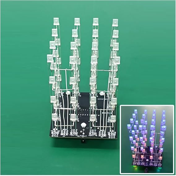 Soldering Practice Kit: 4x4x4 LED Color Light Cube DIY Electronics Kit Fun, Educational, and Perfect for Beginners, Hobbyists, and Students Learn Soldering with a Stunning LED Display