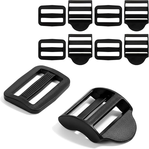 10 Pack Slider Ladder Lock Buckle and Tri-Glide Slide, Plastic Slide Clip Heavy Duty Plastic Tri-Glide SlideBuckle Strap Sliders Adjusters, TriGlide Slider for Backpack Strap Belt Pet Collar Harness