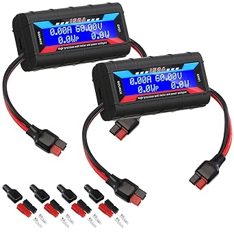 Yunsailing 2 Pcs High Precision Watt Meter Power Analyzer Battery Consumption Performance Monitor Power with Backlight Digital LCD Screen