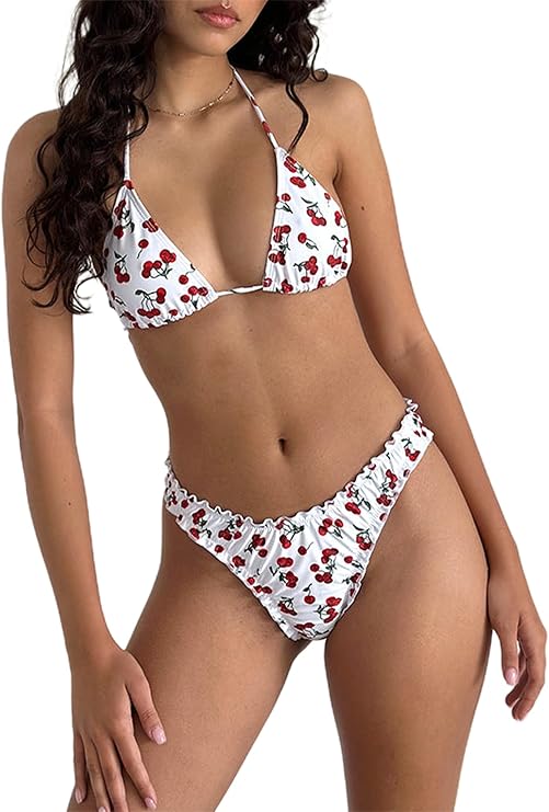 Women's Bikini Set Halter Padded Swimsuit Bathing Suit Push Up Bikini Top Bottom Two Piece Hot Beachwear