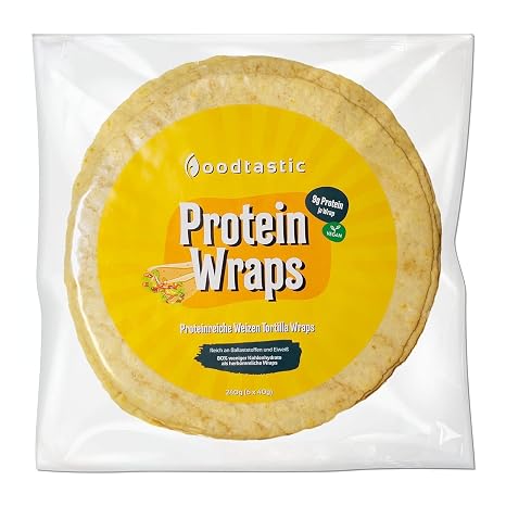 Foodtastic Protein Wraps 240 g High Protein Tortilla 22% Protein and Only 11% Carbs Protein Rich and Low Carbohydrate Wheat Tortilla
