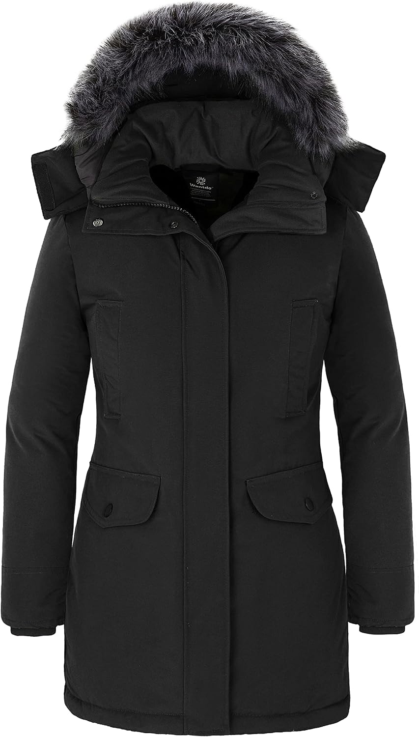 wantdo Women's Long Winter Coat Thick Puffer Jacket Faux Fur Hooded Parka Jacket