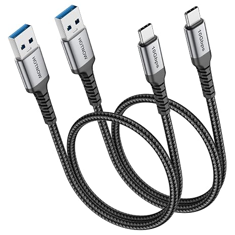 10Gbps Android Auto USB C Cable 1.5ft 2 Pack, 3A USB 3.1 Gen 2 Fast Charge & Data Transfer USB A to USB C CarPlay Cable,Compatible with Samsung T7, iPhone 15/15 Pro Max, Galaxy S23 S22, SSD