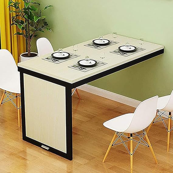 Wall-Mounted Folding Dining Table,Solid Wood Wall Mounted Table Kitchen Table,Foldable Wall Table for Small Spaces,Home Office Fold Up Table Desk(31.5"x15.7"x29.5", Beige B)