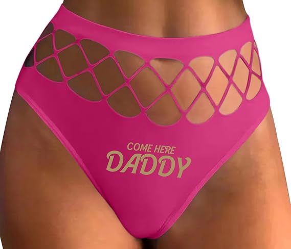 Knaughty Knickers Come Here Daddy Hot Pink Fishnet Thong Adult Flirty Fun