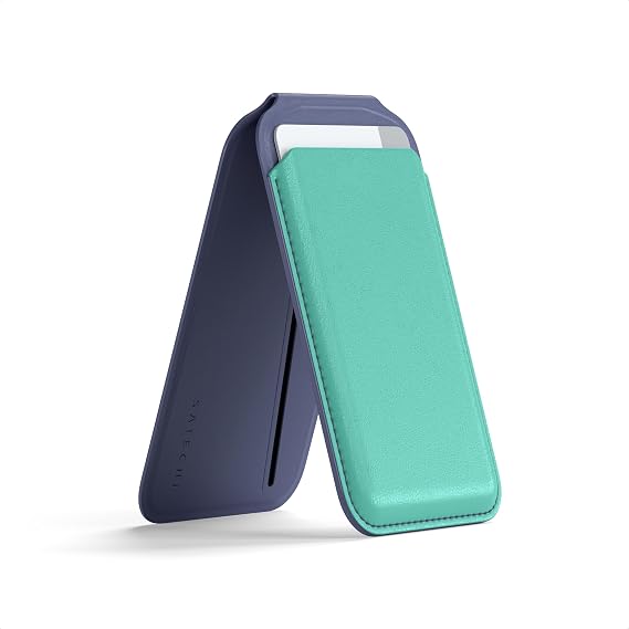 Satechi Magnetic Magsafe Wallet, Double Flap Stand Card Holder, 4 Slots with Front NFC Pass-Through, Adjustable Phone Attachment for iPhone 17/16/15/14/13/12, Travel Accessory