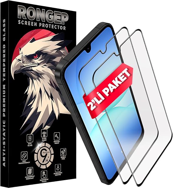 Rongep [2'li Paket] Samsung Galaxy A17 için Ekran Koruyucu 9H Sertlikte Anti-Static Temperli Cam Netlik ve Dokunmatiği Etkilemeyen Çizik ve Darbelere Karşı Samsung A17 Ekran Koruyucu (2'li Paket)