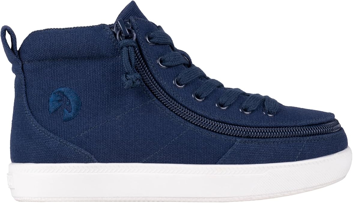 Billy Adaptive Footwear for Kids, High Top Wrap-Around Zipper Closure for Kids with Special Needs and Mobility Issues, Canvas, Navy, WDR