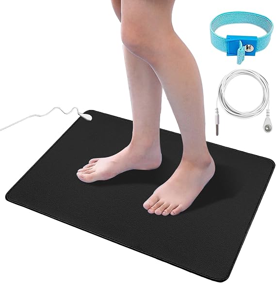 Grounding Mat Kit for Healthy Grounding Energy, Grounding Pad for Sleep with Grounding Wristband & 15ft Grounding Cord, for Improve Sleep