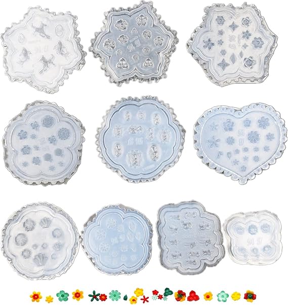 10 Pieces Nail Silicone Mold Nail Art Decoration Resin Casting Molds for Manicure Crystal DIY Template Manicure Tools (Shape1-10)
