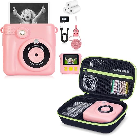 A Set of one Black Camera Case and one Pink Camera