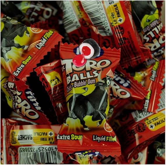 Liquid-Filled Bubblegum Sweets Variety – Mixed Fruit Flavours Chewy Gum Candy Selection - Fn (150 x Gum, Bubblegum El Torro Balls)
