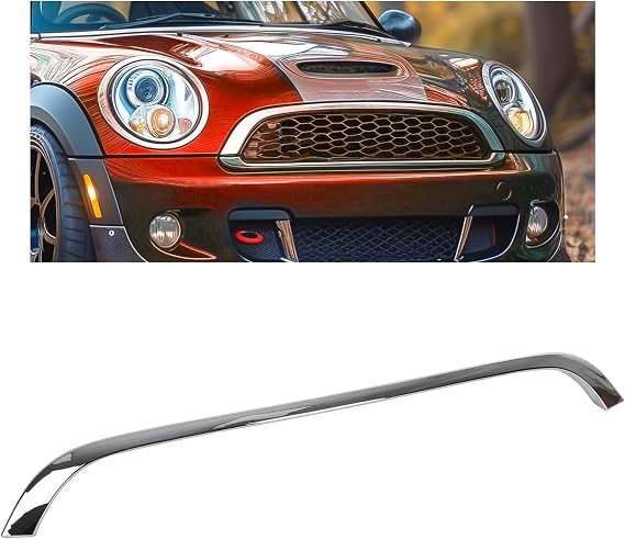 Kojem Chrome Grille Hood Molding Trim Compatible with 2007-2015 Mini Cooper R55 R56 R58 R59 Replacement for 51132751040 MC1235100 Front Grill Hood Trim Moulding