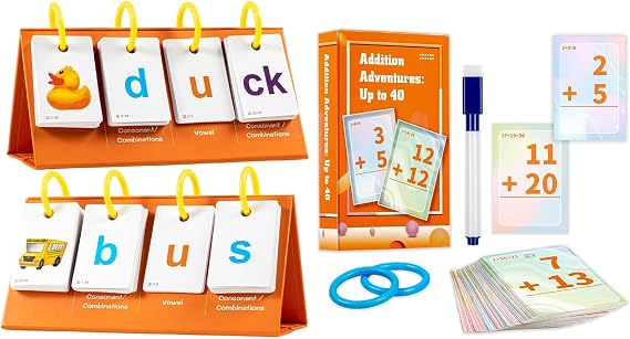 Phonics Flash Cards Learn to Read Sight Words Games Addition Flash Cards, Math Facts Flashcards for Kindergarten