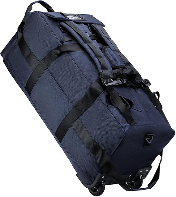Wheeled Duffel Bag Rolling Garment Bag Large Portable Overnight Suitcase Backpack for Beach Business Trip Camping Storage Bag, Blue