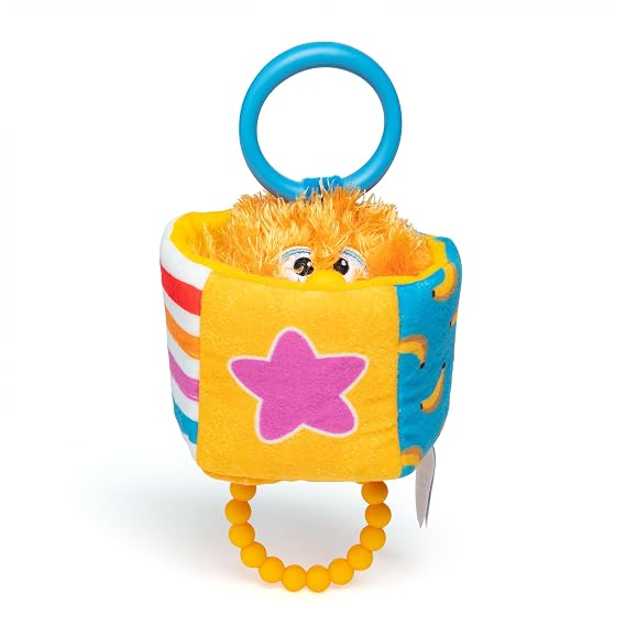 Ms. Rachel Herbie Sensory Take-Along Toy with Jitter & Peek-A-Boo Play | Multiple Sensory Surfaces & BPA-Free Teether, Clips to Strollers, Toddler Toys for Girls & Boys Ages 3 Months to 1+