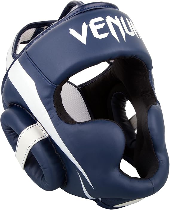 Venum Elite Headgear - White/Navy Blue