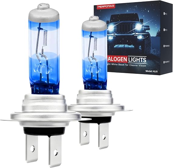 H7 Halogen Headlight Bulbs, 3800K Warm White, High/Low Beam, 2 Pack