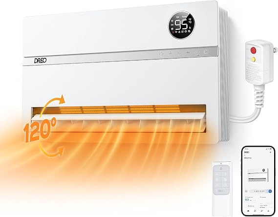 DREO Wall Heater for Bathroom, Safe Smart Space Heaters with ALCI Plug
