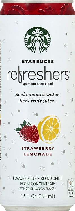 Starbucks Refreshers Strawberry Lemonade Sparkling Juice Blend, 12 Fl Oz (Pack of 1)
