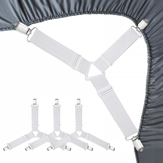 RayTour Bed Sheet Holder Straps 4 Pack - Elastic Sheet Keepers for Fitted Sheets