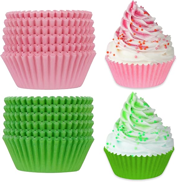 300 Pieces Pink and Green Cupcake Liners Witch Party Cupcake Wrappers Baking Cups for Baby Shower Witch Princess Party Supplies