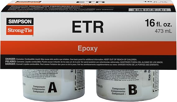 Simpson Strong-Tie ETR16 Concrete Repair & Paste-Over Epoxy Kit - 16 oz. Total, Includes (1) 8 oz. Canister of Resin and (1) 8 oz. Canister of Hardener, 1:1 Two Component Epoxy Repair