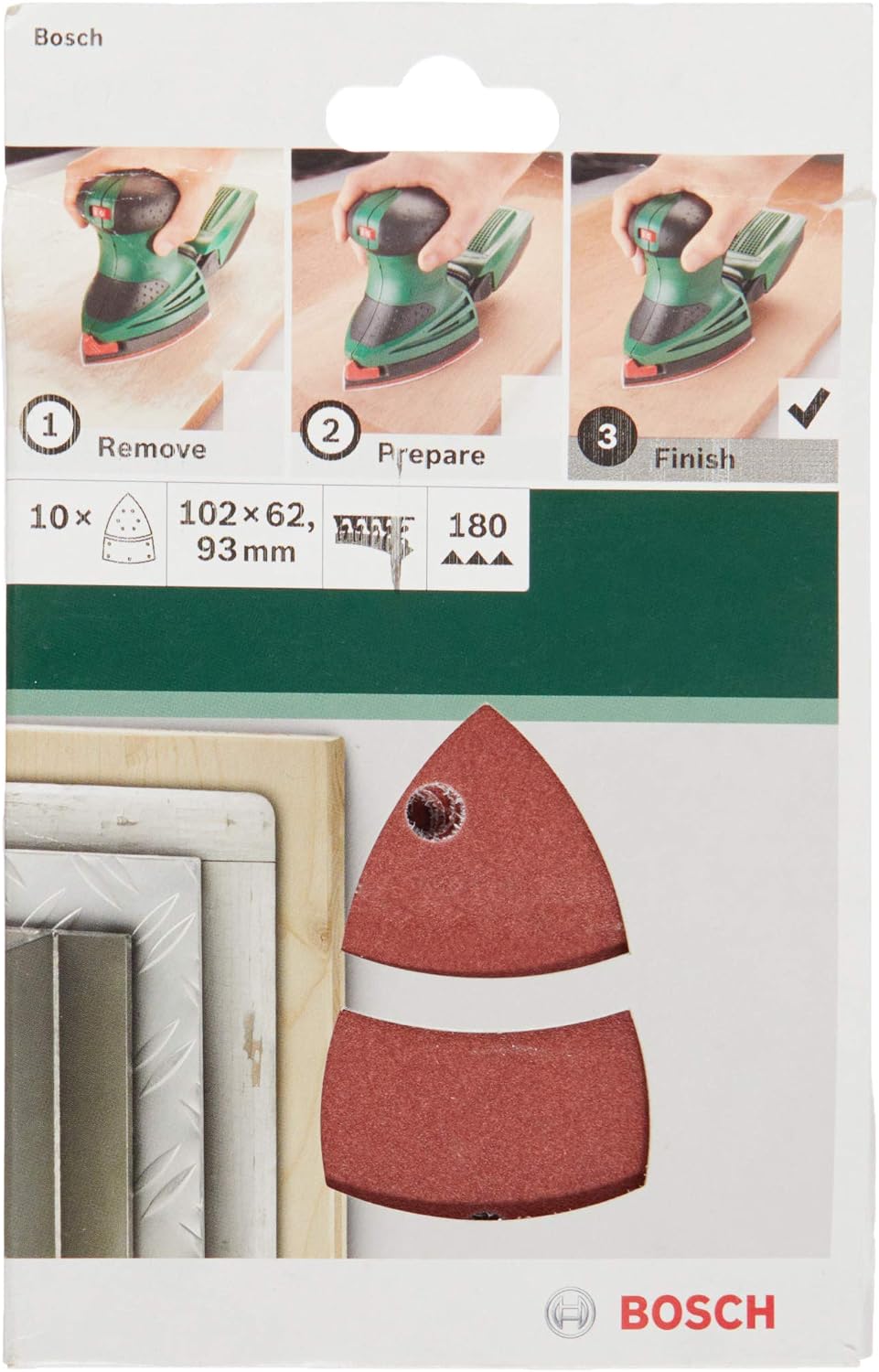 Bosch Multi Zımpara Kağıdı 10lu, 102 x 6293 mm 180 Kum 11 Delik