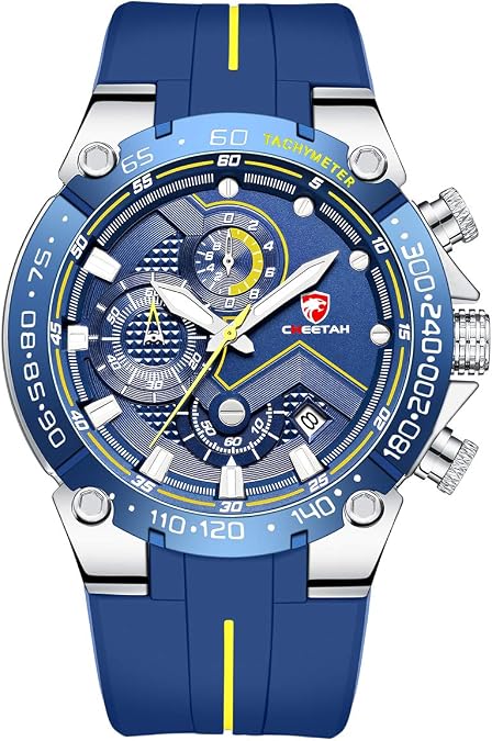 CHEETAH Mens Chronograph Watch Outdoor Waterproof Military Tactical Style Quartz Sports Watches for Men with Rubber Strap