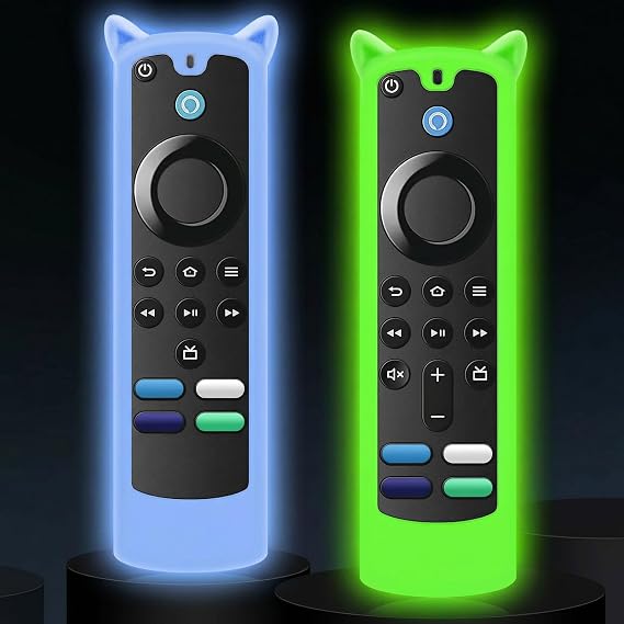 2 Packs Silicone Protective Remote Cover Case, Glow Green & Glow Blue