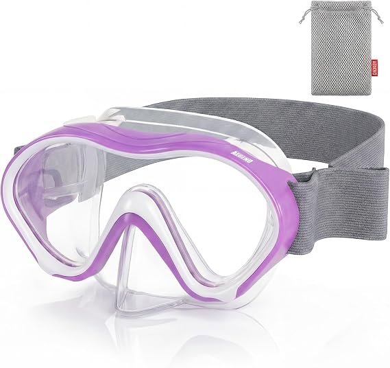 Aegend Kids Swim Goggles Snorkel Diving Goggles with Nose Cover for Kids 3-15, Knitted Fabric Strap, Anti-Fog No Leak