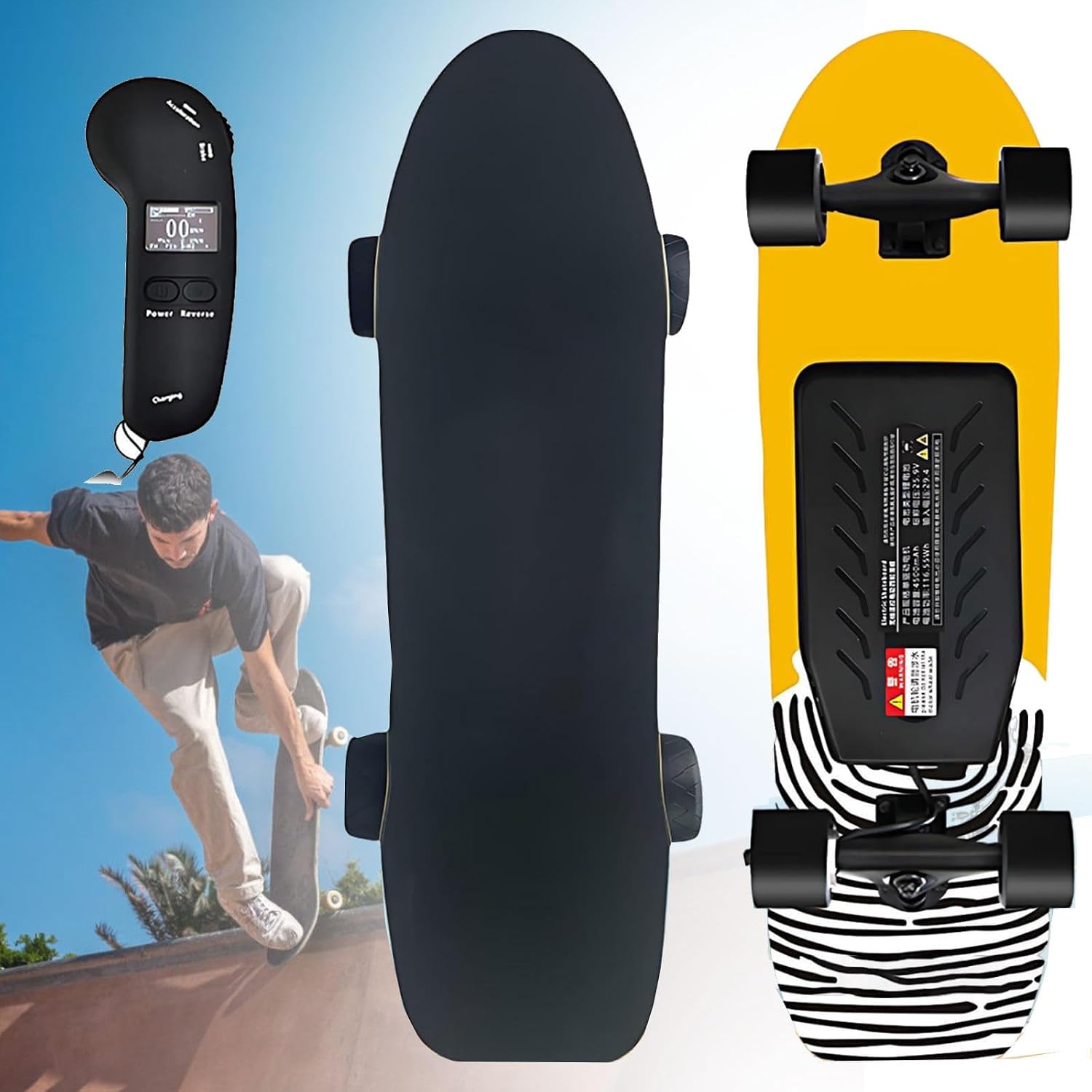 Electric Skateboard with Remote, 15/26Mph Top Speed,15/16/Miles Range,400/800W Hub-Motor, Skateboard for Adults ＆Teens,Motor Type: Dual Drive, two motor wheels Dualdrive-A