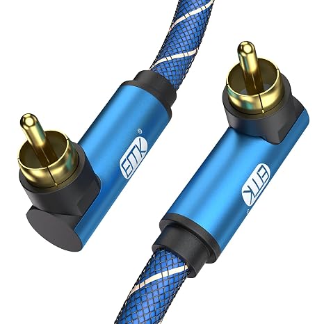 EMK 90 Degree to 90 Degree Subwoofer Cable RCA Cable Male to Male Digital Coaxial Audio Cable for Subwoofer, TV, Sound Bars, Amplifier,Speaker(10FT/3M)