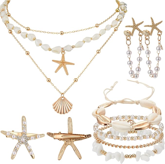 Tondiamo 11 Pcs Mermaid Hair Accessories Shell Starfish Jewelry