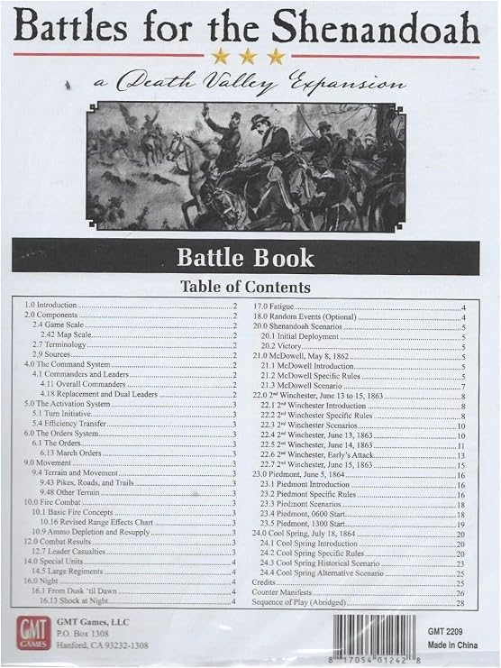 GMT: Battles for The Shenandoah Expansion Kit for The Death Valley Game
