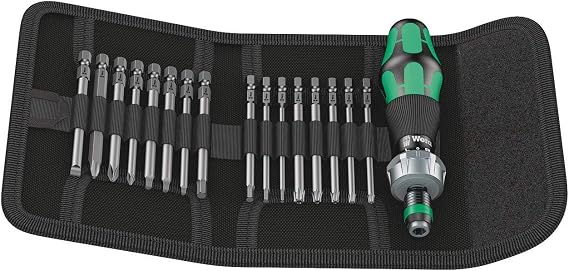 Wera 05051041001 Kraftform Compact 60 RA, Hand Screwdriver with Different Tip Types, inch Type, 17 Pieces, color